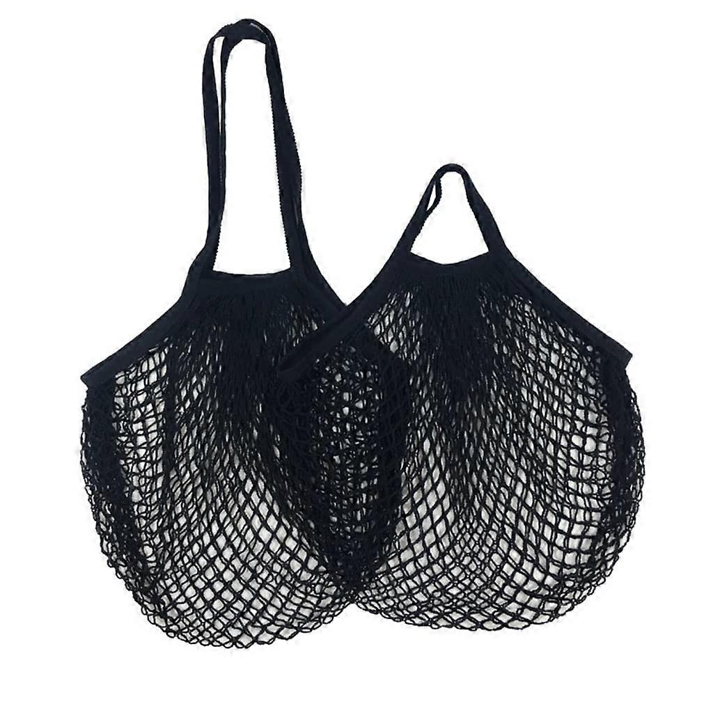 Garden Netting Reusable Shopping Bag Foldable Mesh Tote Cotton Eco Friendly For Fruits Vegetables L 25x35x38cm Black 08