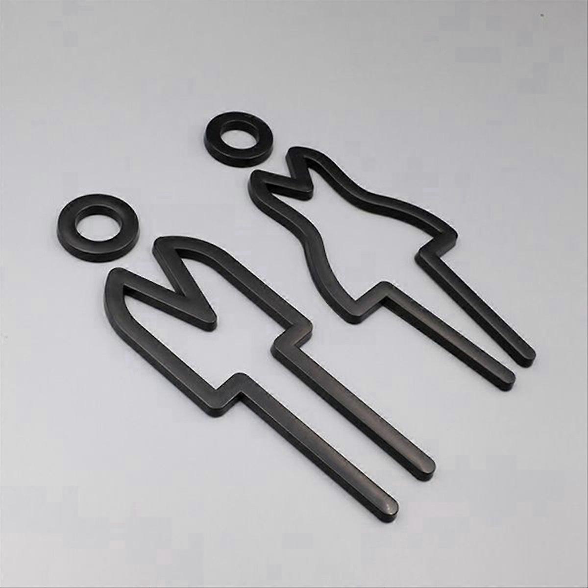 トイレサインプレート 洗面所ドア 壁ラベルステッカー ブラック B