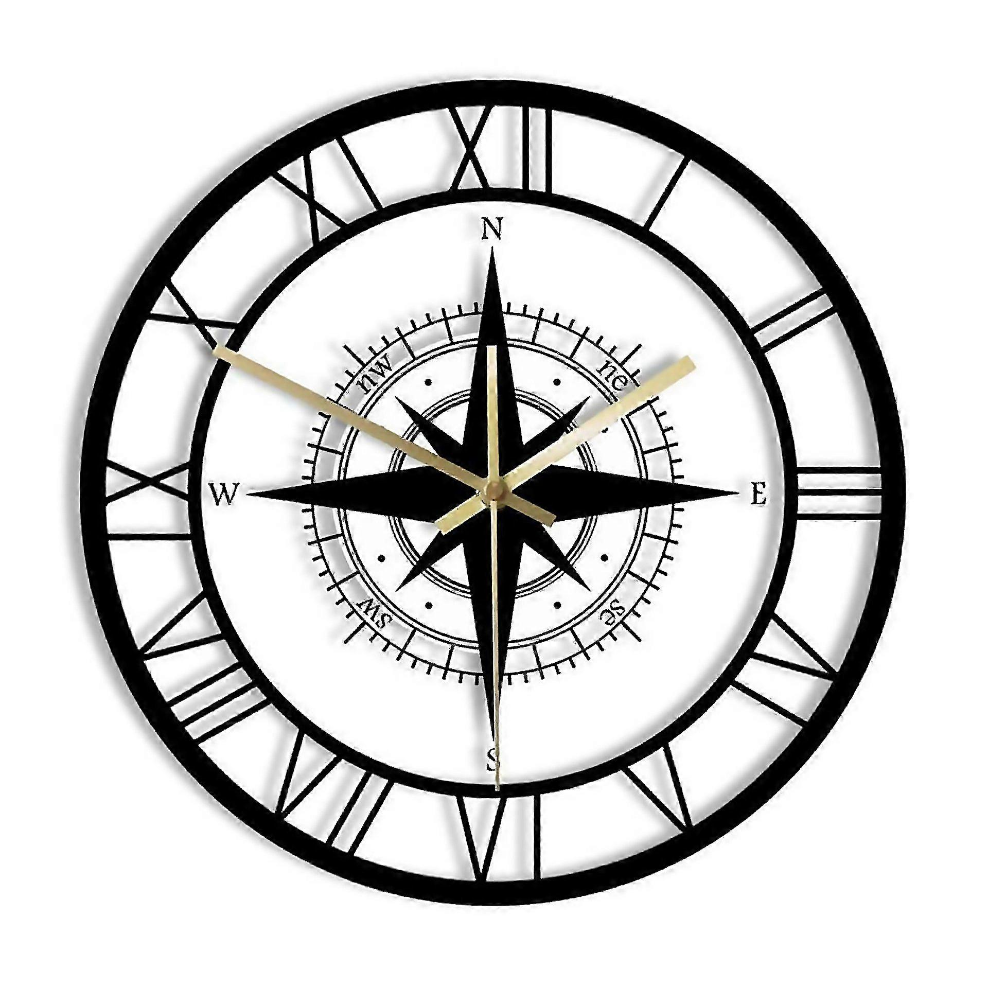 For Ttma Led Lights Transparent Wall Clock Wind Rose Compass Direction Chart Nautical Acrylic Clock