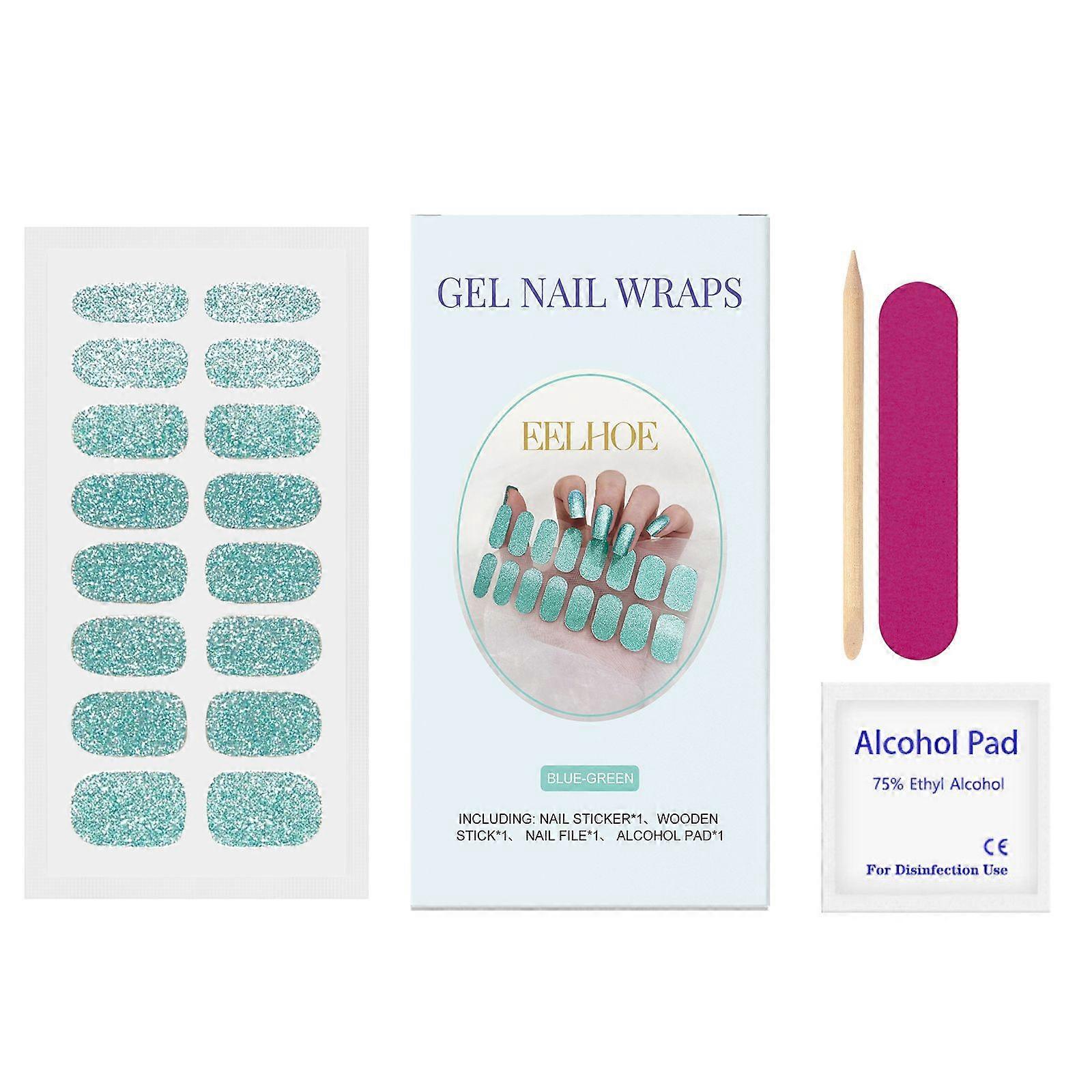 Soft Gel Nail Stickers Set (Flash Blue Green)