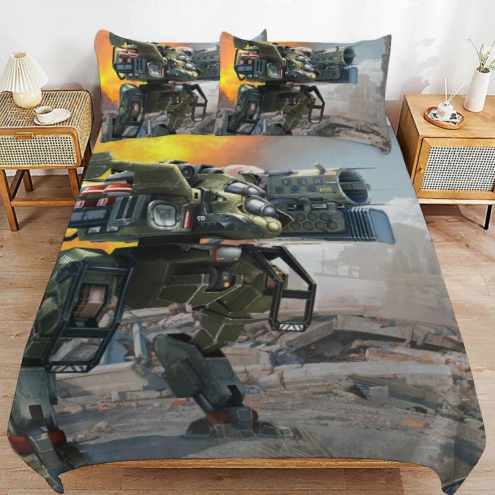 d80 War of the Robots Everyday Sleep Fit Quality Closure Smooth Surface Texture Duvet Cover Sets Family Use b80