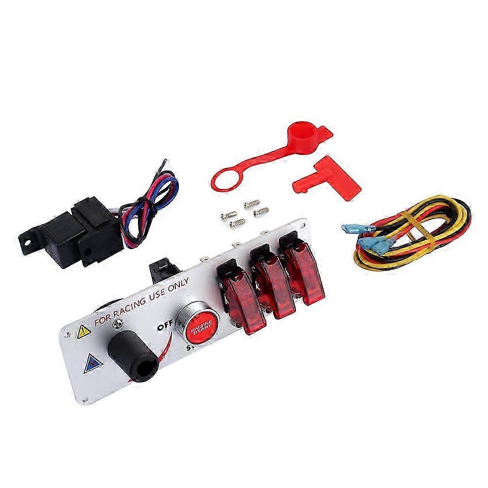 5 in 1 DC 12V Flip Up Ignition Toggle Switch Panel Car Engine Start Push Button with Led Edition 1110
