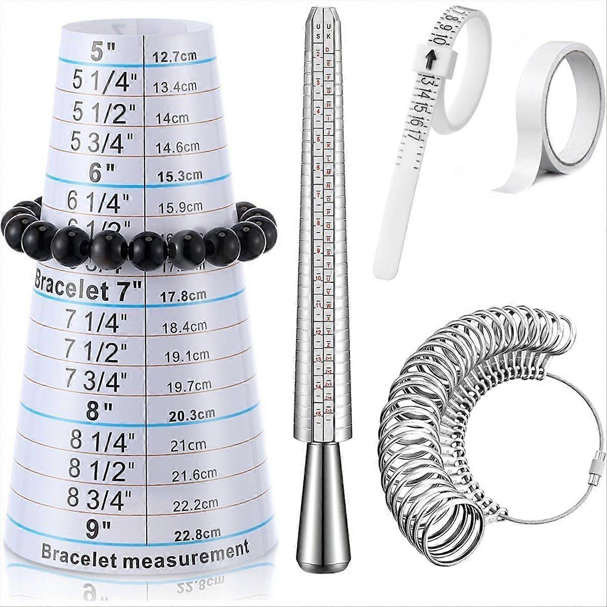 5pack Ring Sizer Measuring Tool Kit, US Ring Size 0-13, Adjustable Bracelet Mandrel 5-9" Wrist Size