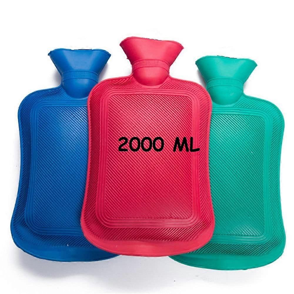 Hot Water Bag Natural Rubber Bottle 2000ml Capacity  Large/Medium/Small Sizes  Random Color  Winter Warmth