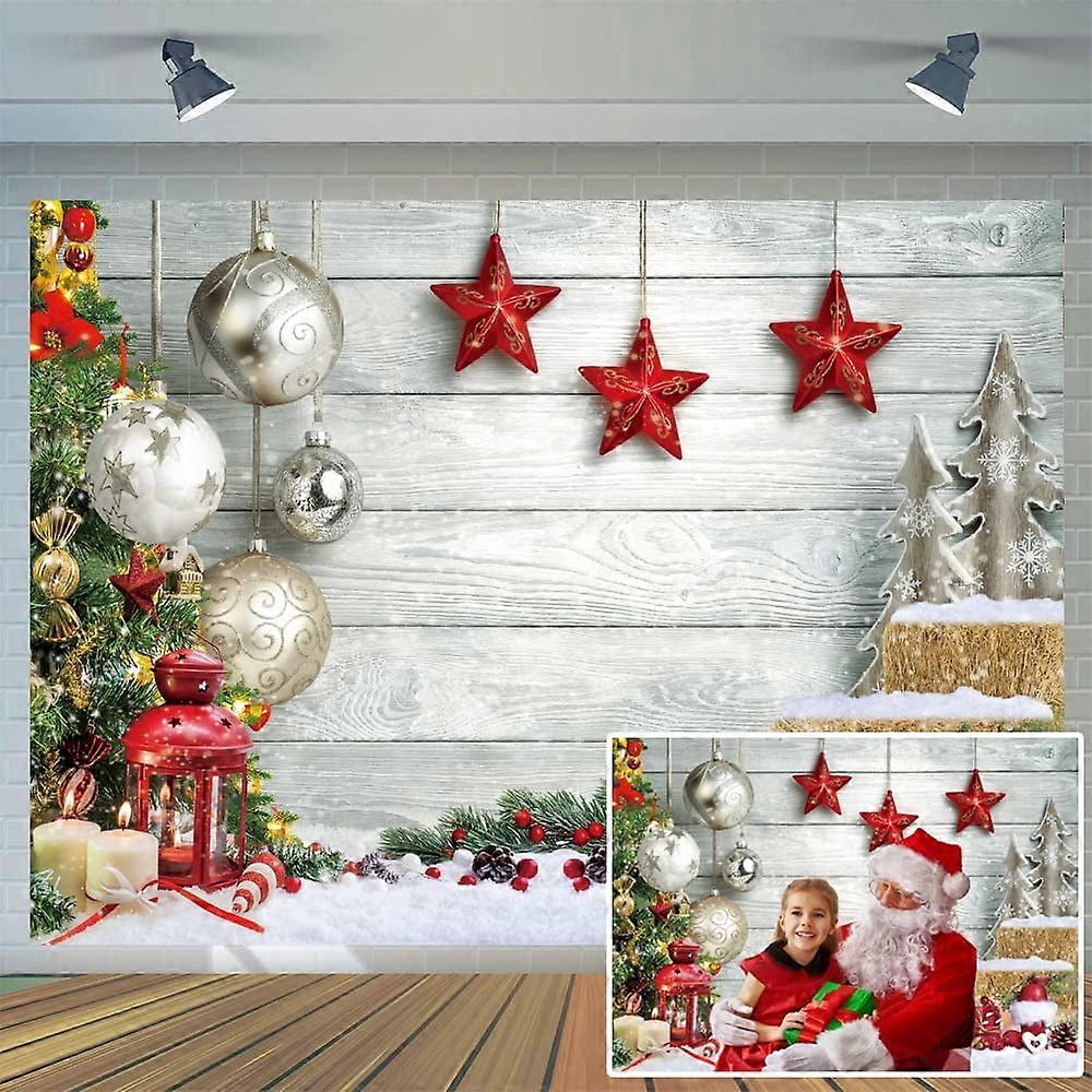 Custom 10x8ft Christmas Backdrop for Photography, White Wood Floor, Winter Snow Scene, Xmas & New Year Party Banner Decor Compatible with Holiday