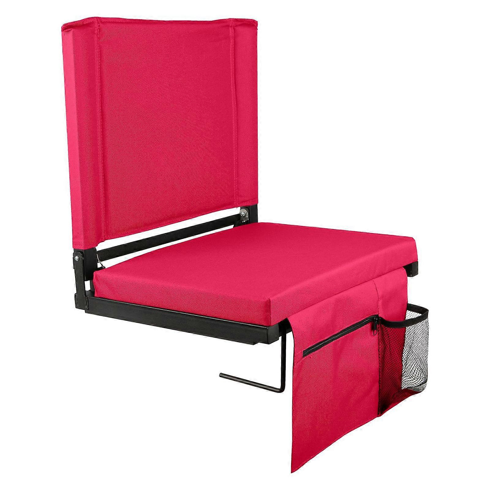 Comfortable Stadium Chair With Thickened Foam Pad Rustproof Frame 17Inch Wide Bleacher Seat For Extended Sitting Sports Game Camping Trip  Red