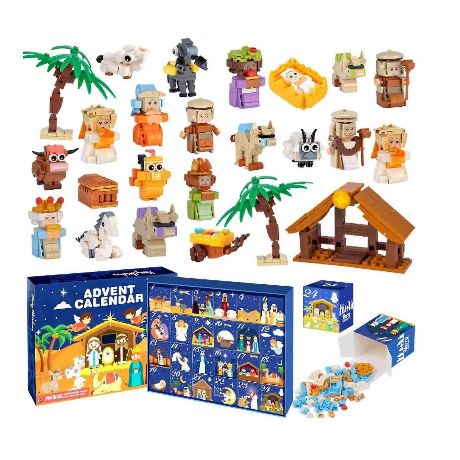 Nativity Advent Calendar 2025 Building Blocks 24-Days Fun Toy for Boys Girls Festival Gift Christian Advent Countdown Calendar