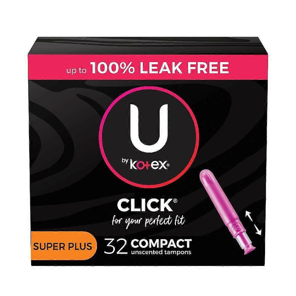 U By Kotex Click Compact Tampons, Super Plus, Unscented, 32 Ea