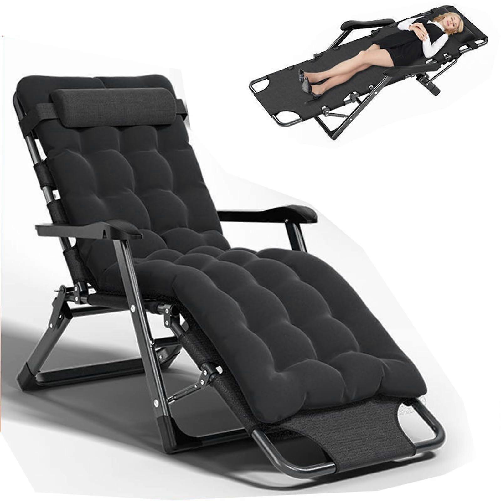 Deck Chair Extra Large Outdoor Foldable With Adjustable Backrest And Armrests Lightweight For Camping And Garden