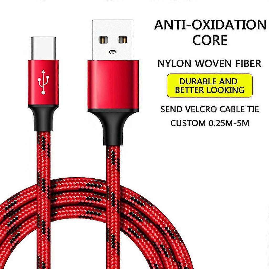 5m Type C Nylon Woven Data Cable Usb C Data Sync Long Fast Charging Wire Cord For Huawei Samsung Galaxy Mobile Phone Device Charger