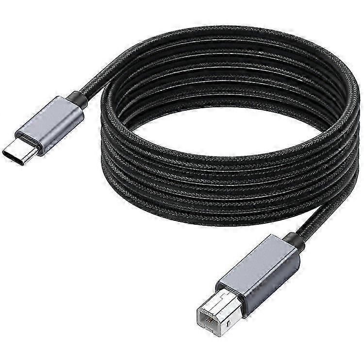 1.8m USB B to USB C Printer Cable Nylon Cord Compatible with MIDI Keyboard DAC DJ Controller 25-26