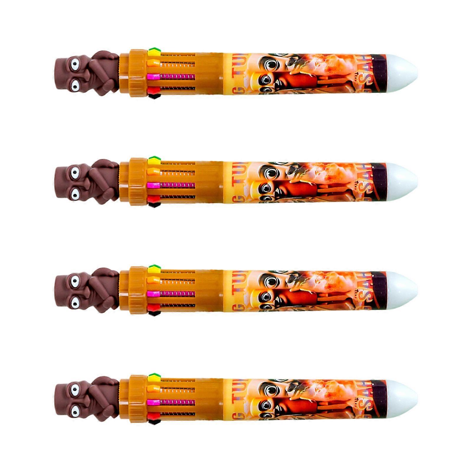 4 Part Tradition Themed Ballpoint Pen Set with 10 Smooth Color Preferences and Transportable Plastic Plan Multicolor