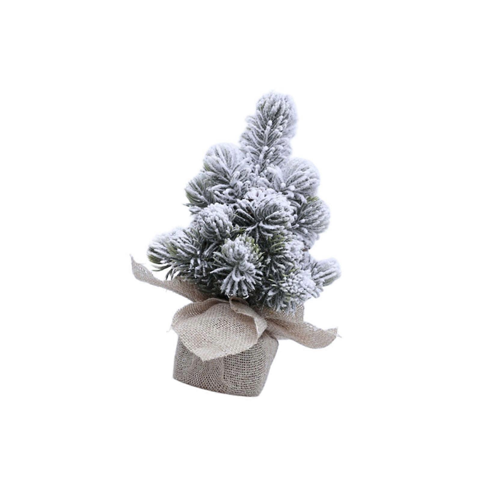 Snow Artificial Christmas Tree Tabletop Decoration with Wood Base For Table Display Holiday Party Centerpieces Multicolor