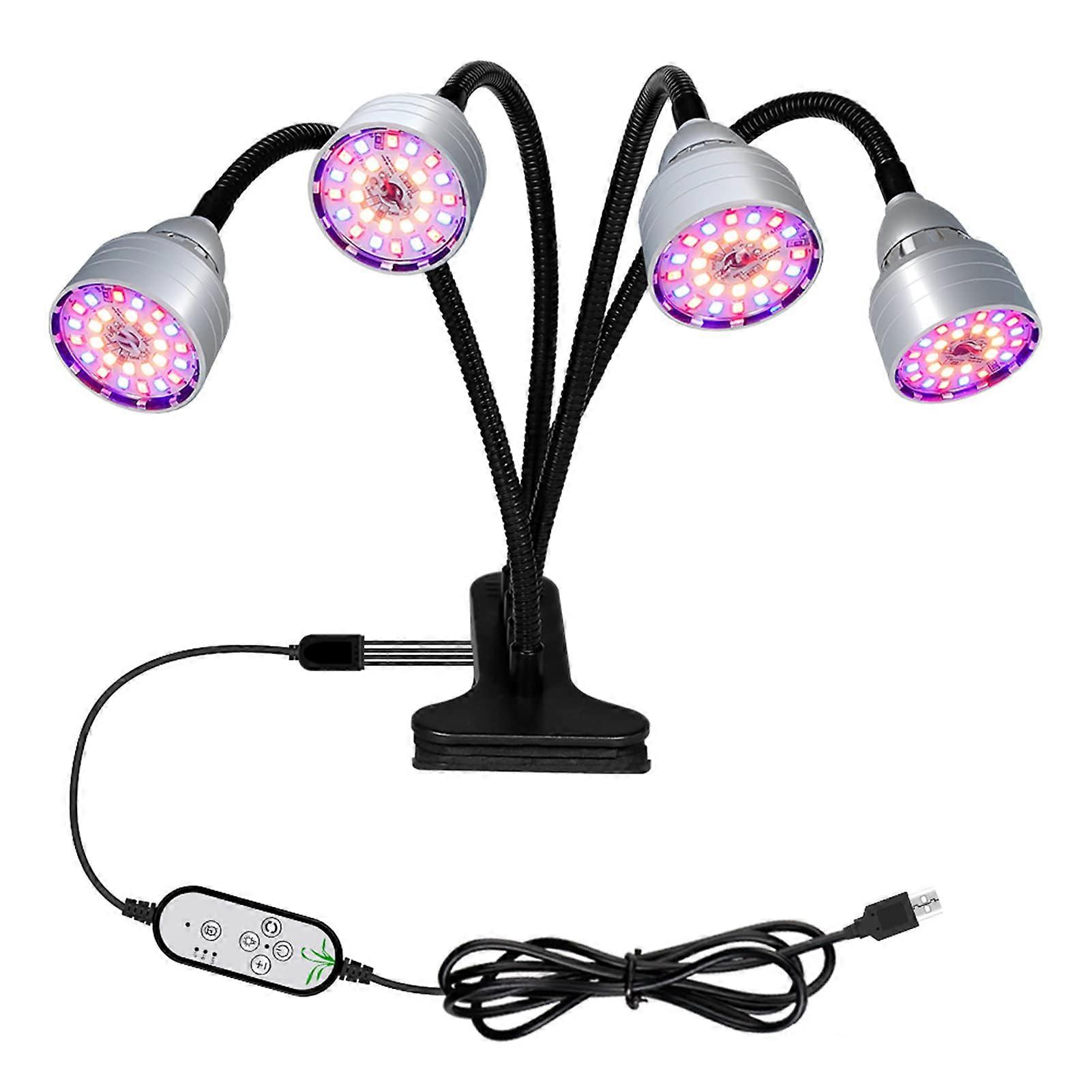 USB LED Grow Light 104 Full Spectrum Adjustable Clamp Lamp with Timer for Indoor Plants
