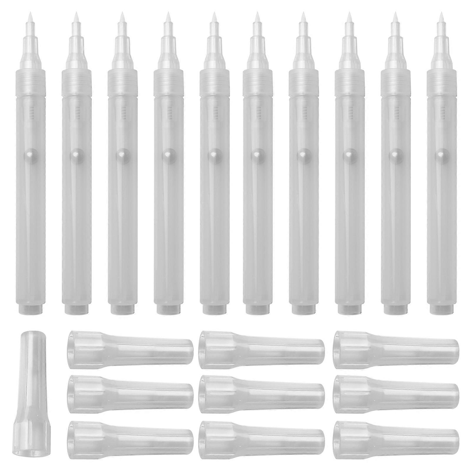 10Pcs Empty Marker Pen with Soft Brush Head Refillable Empty Acrylic Paint Pen For Painting Detailing Craft Project Multicolor