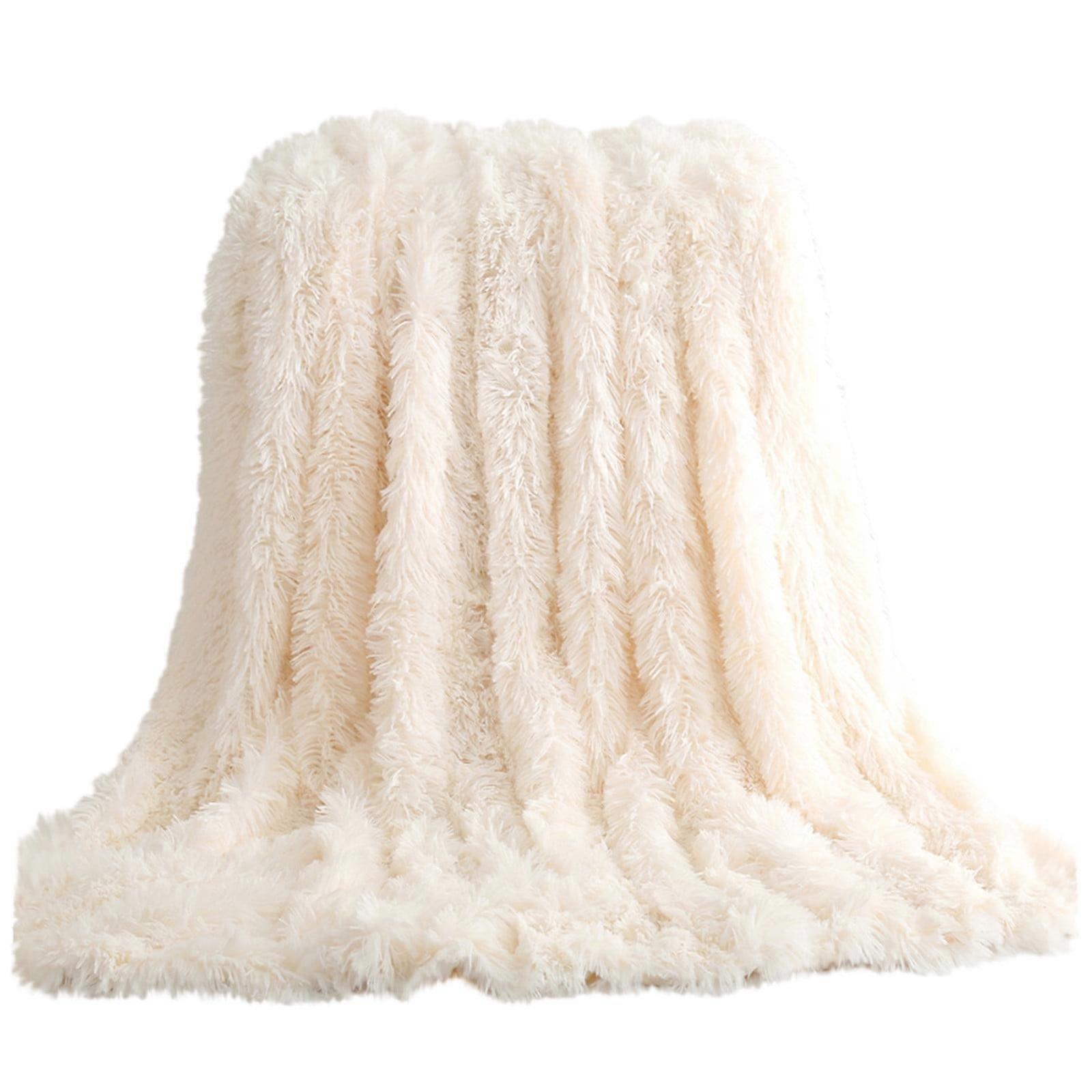 JeashCHAT Plush Throw Blanket Clearance, 47" x 31.5" Super Soft Lightweight Fuzzy Warm Flannel Blanket for Couch, Sofa, Bed (White)