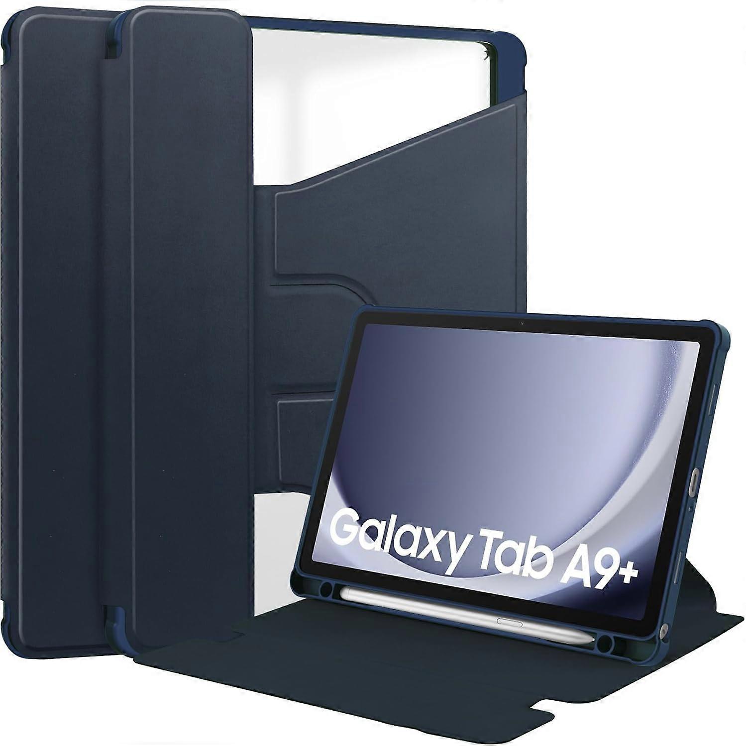Tablet Case for compatible with Samsung Galaxy TAB A9+/A9 Plus with S Pen Holder, 360° Swiveling Stand, Shockproof Cover