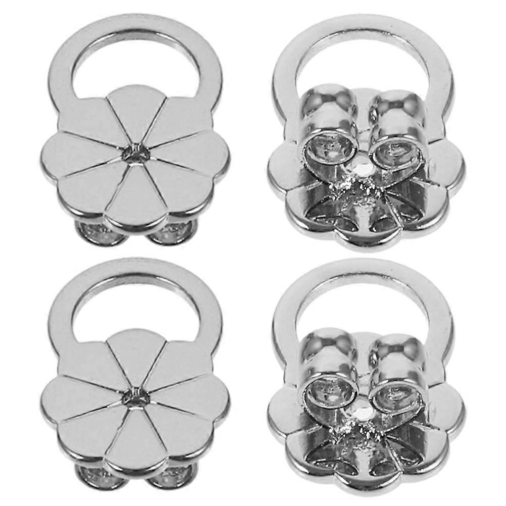 Flower Earring Back Support for Heavy Earrings 4Pcs Silver Alloy Accessories