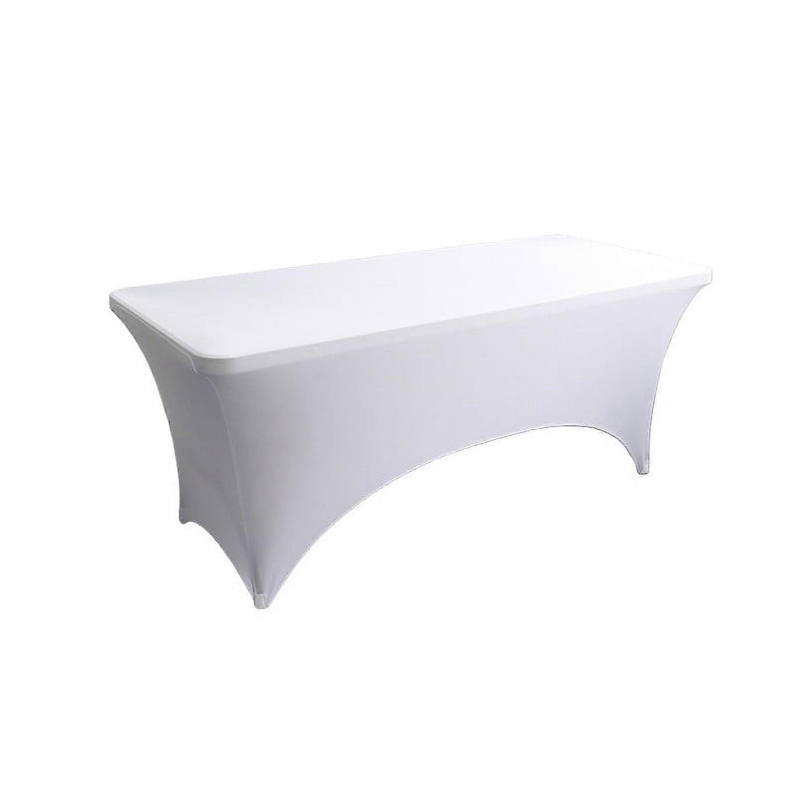 4FT Stretch Table Cloth Compatible with Rectangular Tables, Champagne Fitted Spandex Table Cover for Wedding, Party, Cocktail, Washable Protector