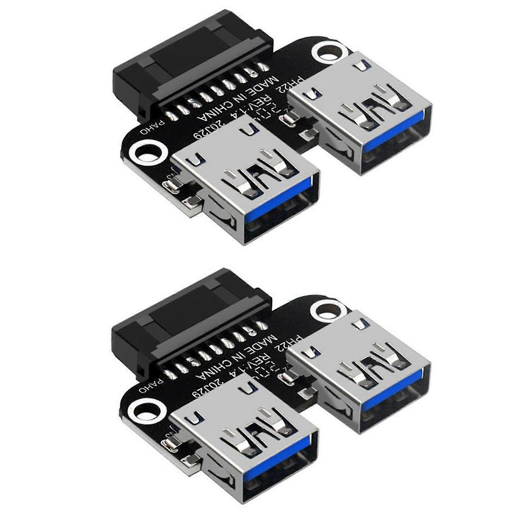 2X 20Pin naar Dual USB3.0 Adapter Converter Desktop Moederbord 19 Pin/20P Header naar 2 Poorten USB A Fe