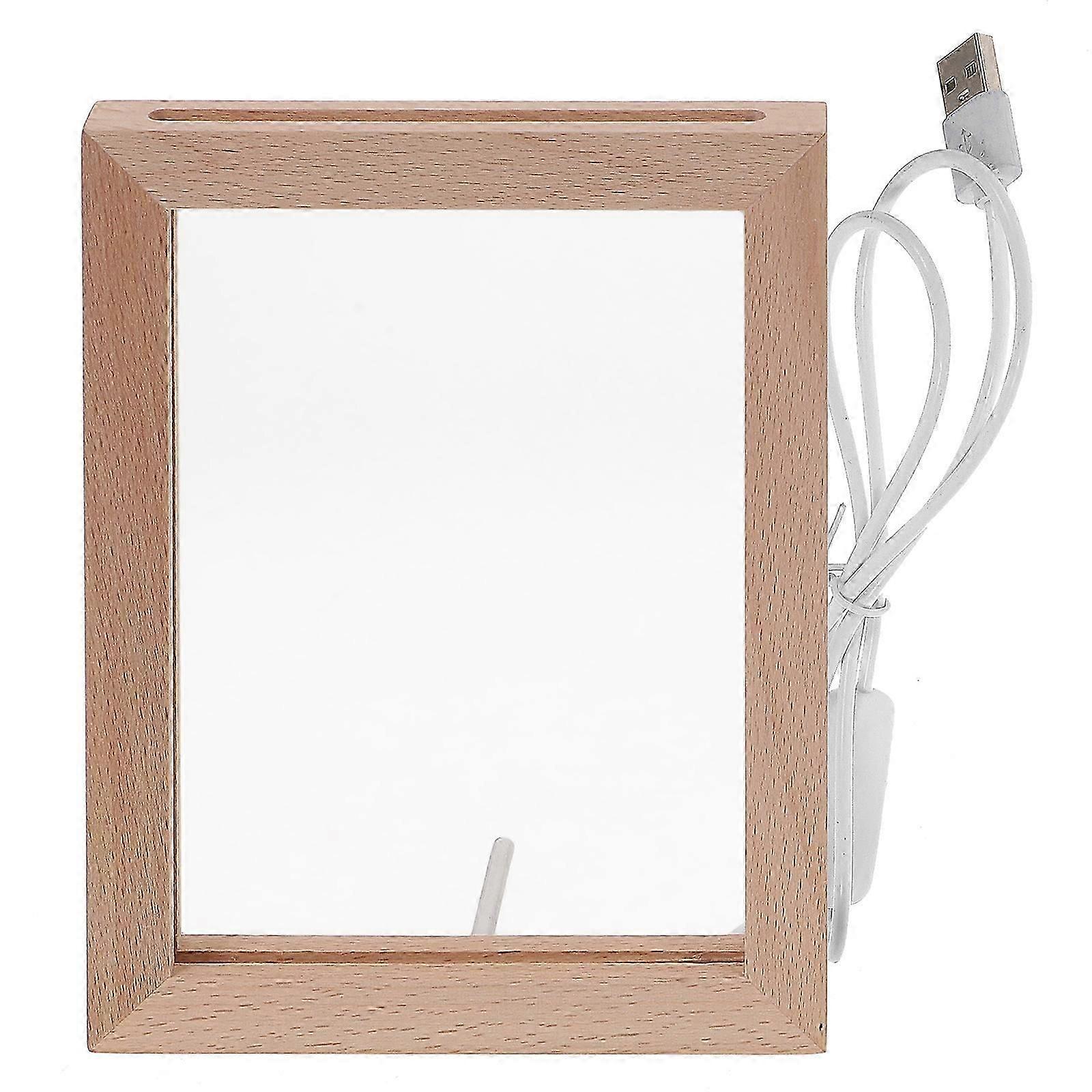 Wooden LED Photo Frame with Soft Glow Night Light Display 8x10 inch