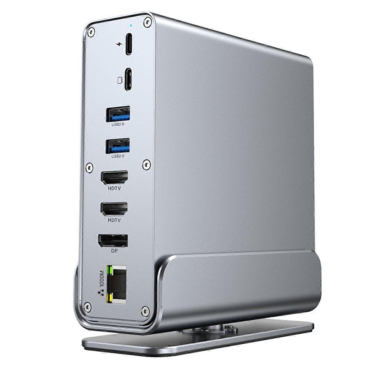 Type-C 15-in-1 Docking Station Triple Monitor Support with 4K60Hz RJ45 1000M Ethernet USB 3.0 PD 100