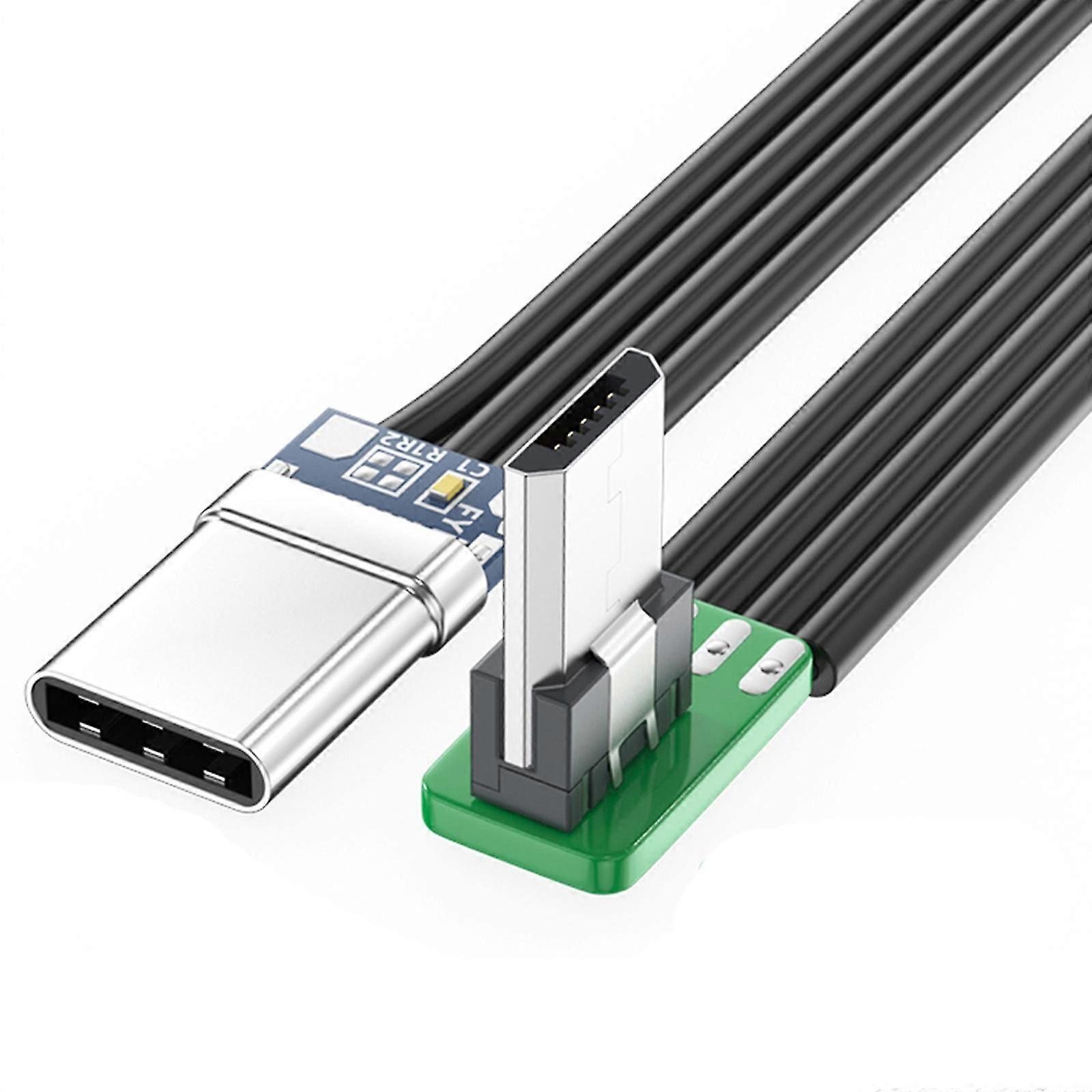 Flat Flexible Straight Up Down & Left & Right Angled 90 Degree MicroUSB to USBC Data Charge Cable