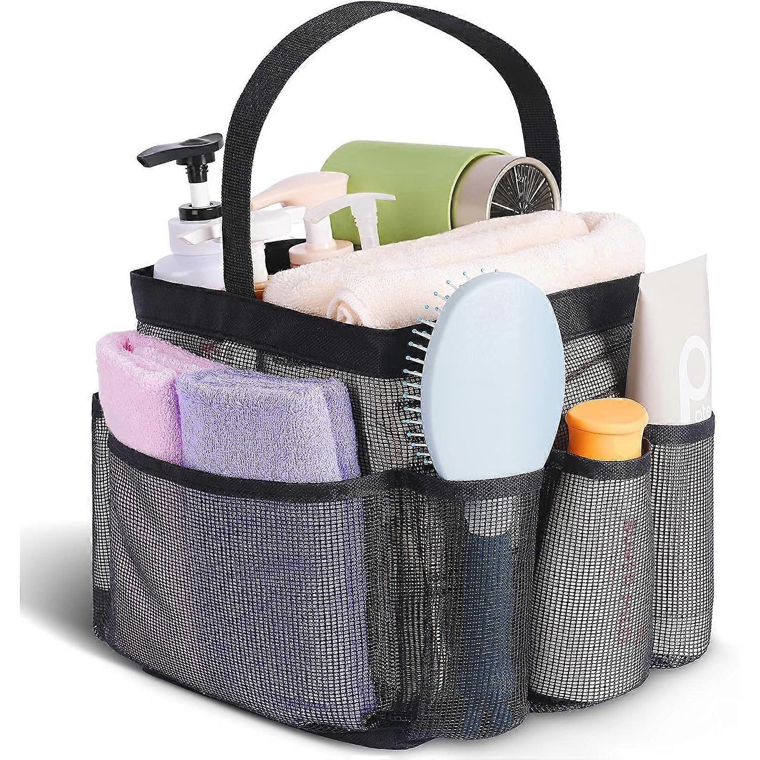 Mesh Shower Caddy Tote Bag with 8 Pockets, Quick Dry Large Capacity for Gym, Travel, Beach, Camping