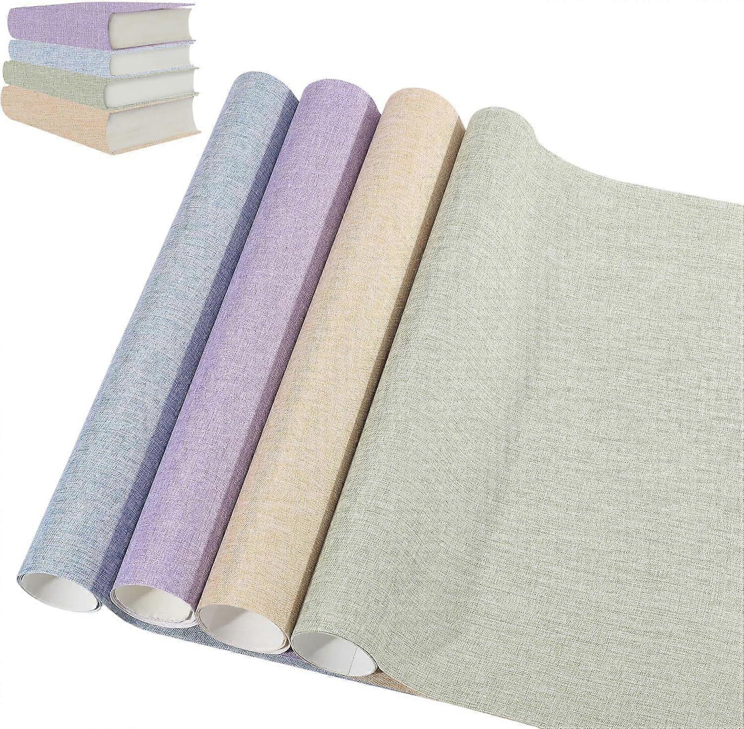 4 Pcs 4 Color Book Cloth for Book Binding 40x17inch Polyester Fabric Surface Paper Backed Washable and Reusable Protective Cover Book Binding Material