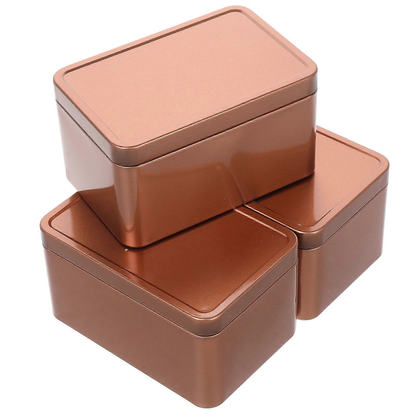 Rose Gold Metal Cookie Tin with Lid Durable and Sturdy for Storage Use 3pcs Small Rectangular Boxes
