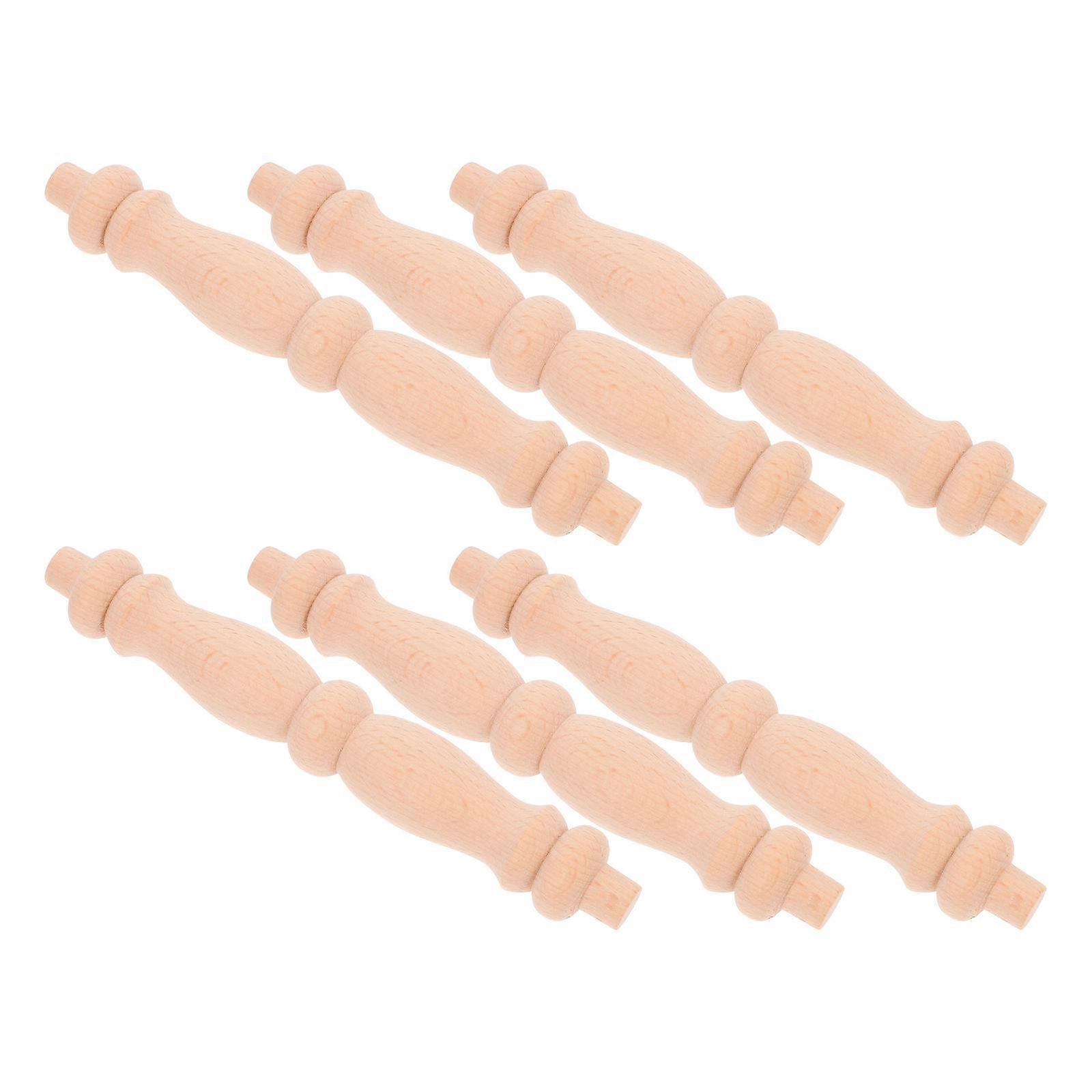 Railing Spindle Decorative Wood Spindles Guardrails Round Shape High-end Design 6Pcs