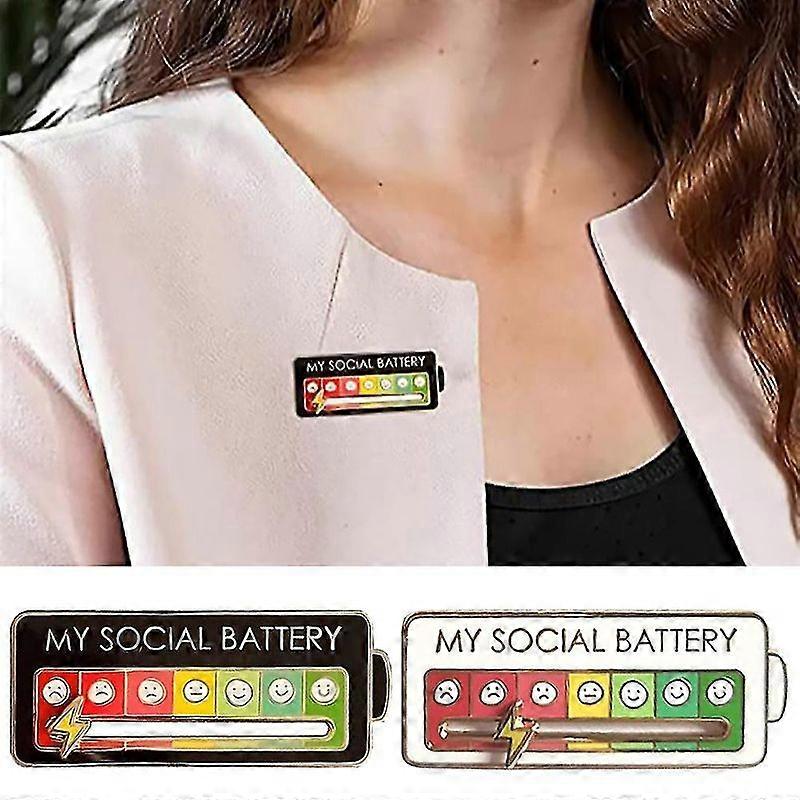 Luxora Social Battery Pins - 2 My Social Battery Creative Lapel Pins, Fun Enamel Mood Pins, 7 Days a Week, Silent Expression Brooch, Introverted Gift