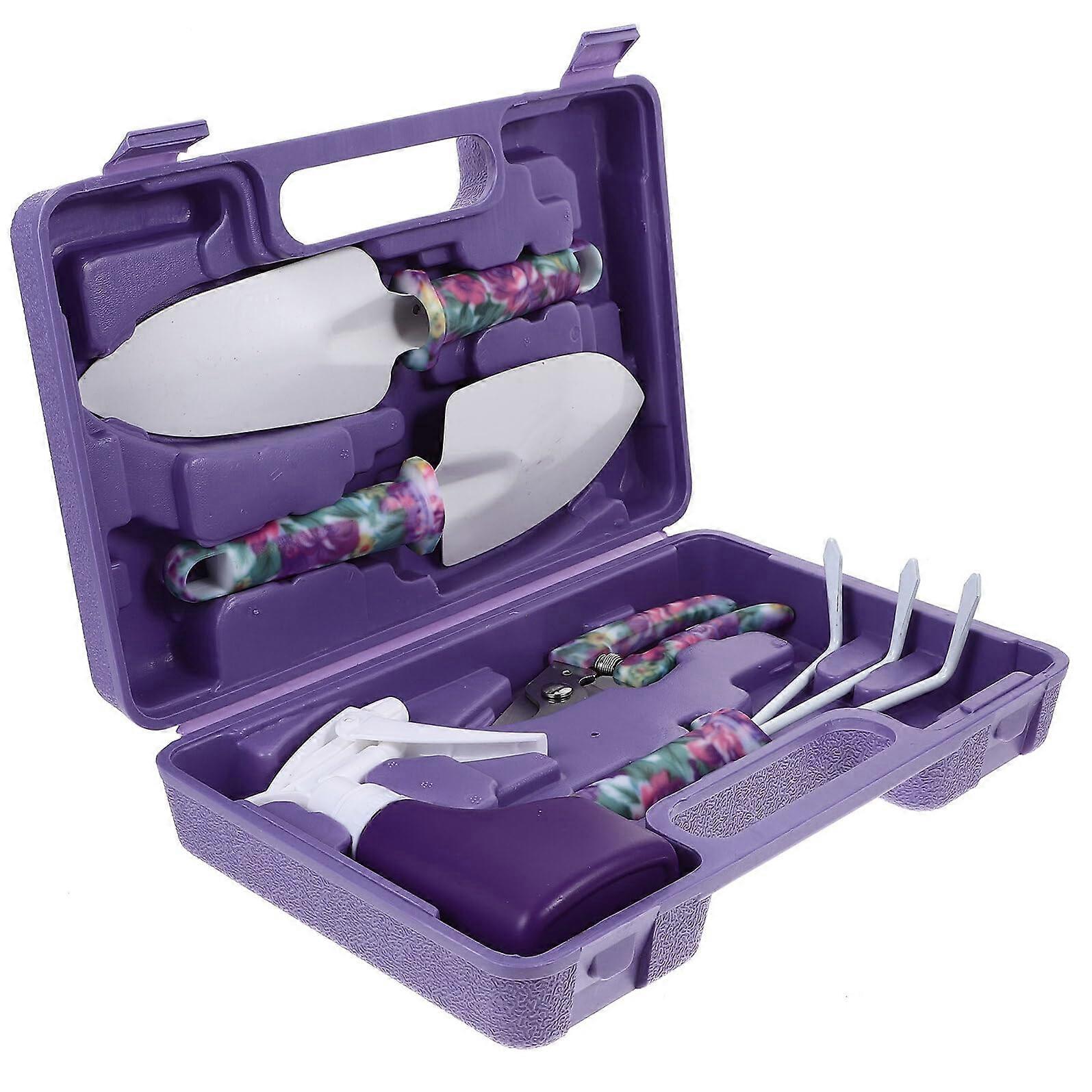 Ergonomic Gardening Tool Set with Shears Rake Shovel and Watering Bottle for Succulent Planting