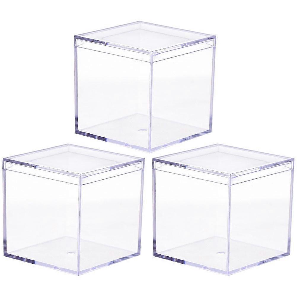 3 Pcs Square Candy Boxes Transparent Acrylic Packing Box Food Storage Box