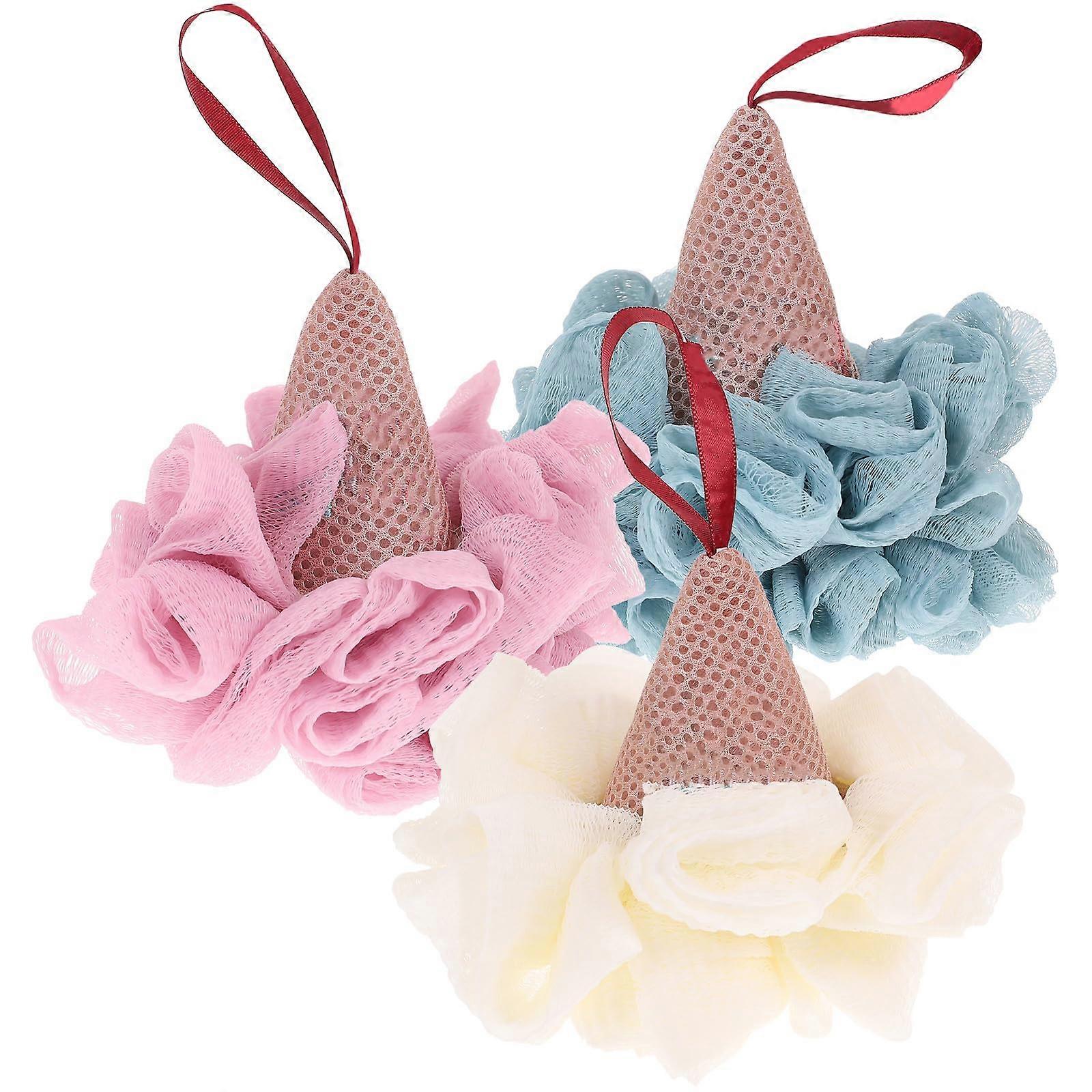 3pcs Mermaid Tail Shower Loofah Set with Soft Mesh Bath Sponge for Gentle Exfoliation and Rich Lather