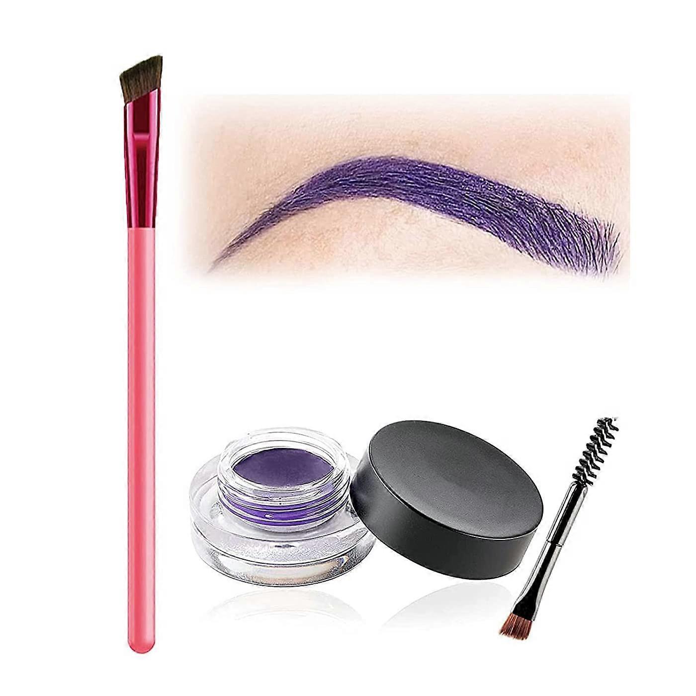 Professional Eyebrow Brush with Ultra Thin Angled Eyeliner Tip for Precision Brow Shaping Purple