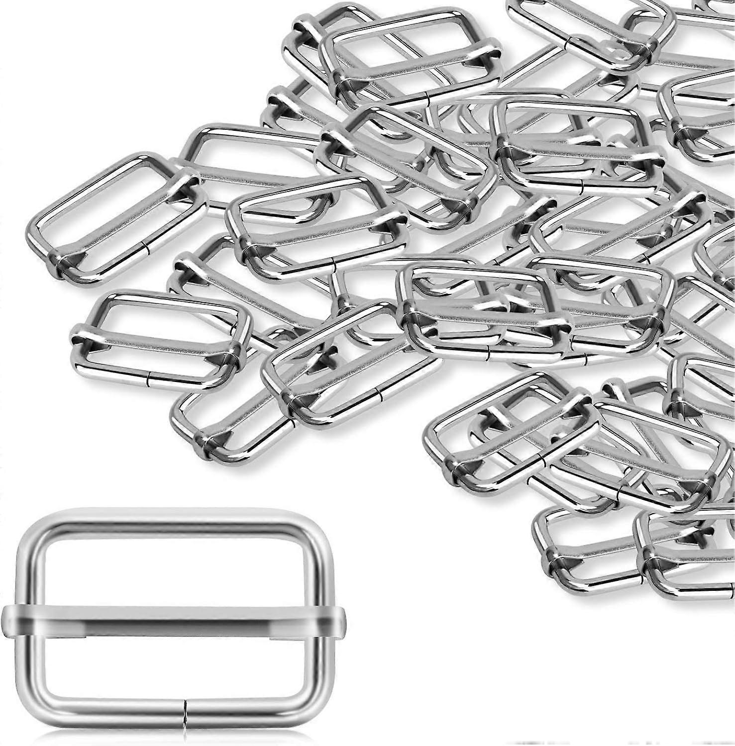 30 Pieces Slide Buckle 1 inch Metal Triglide Slides Rectangle Adjustable Webbing