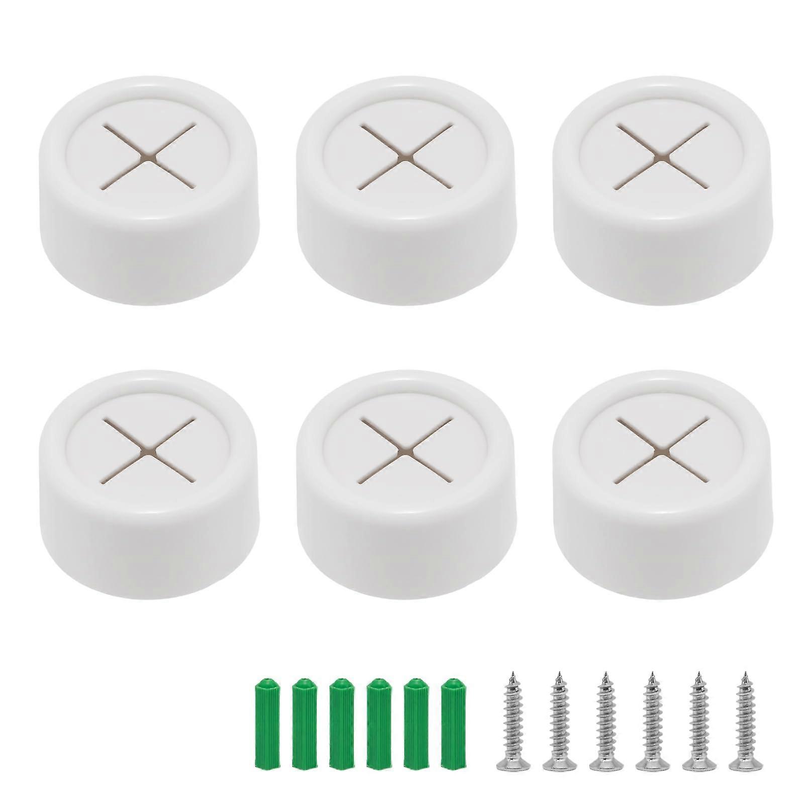 6pcs SelfAdhesive Round Towel Hooks with OneHand Operation, White Kitchen and Bathroom Holders for Home RV