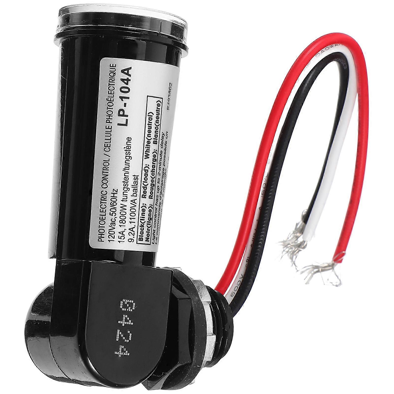 Black Photocell Sensor for Outdoor Lighting with Lamp Switch