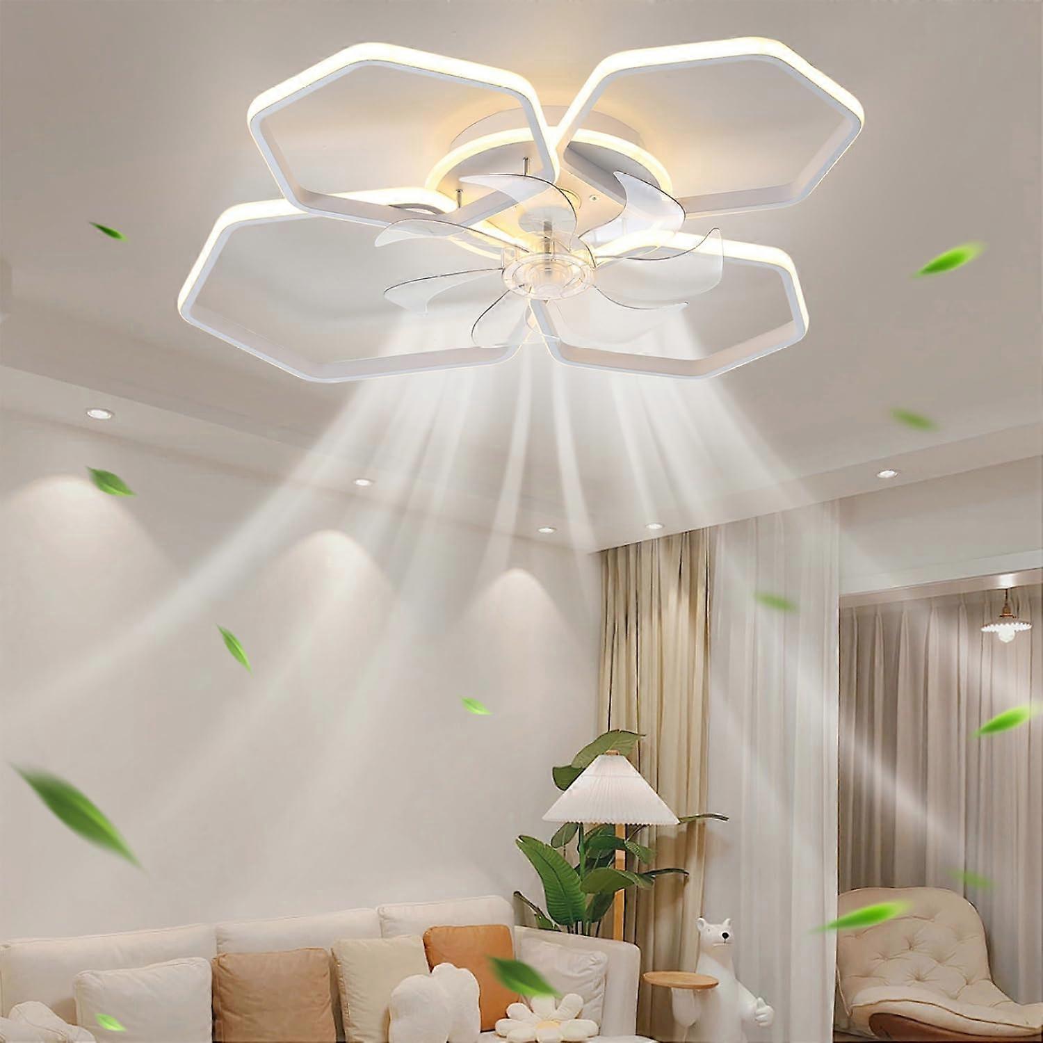 30Inch White Ceiling Fan with Dimmable LED Light, Smart App and Remote Control for Bedroom Ref:2400