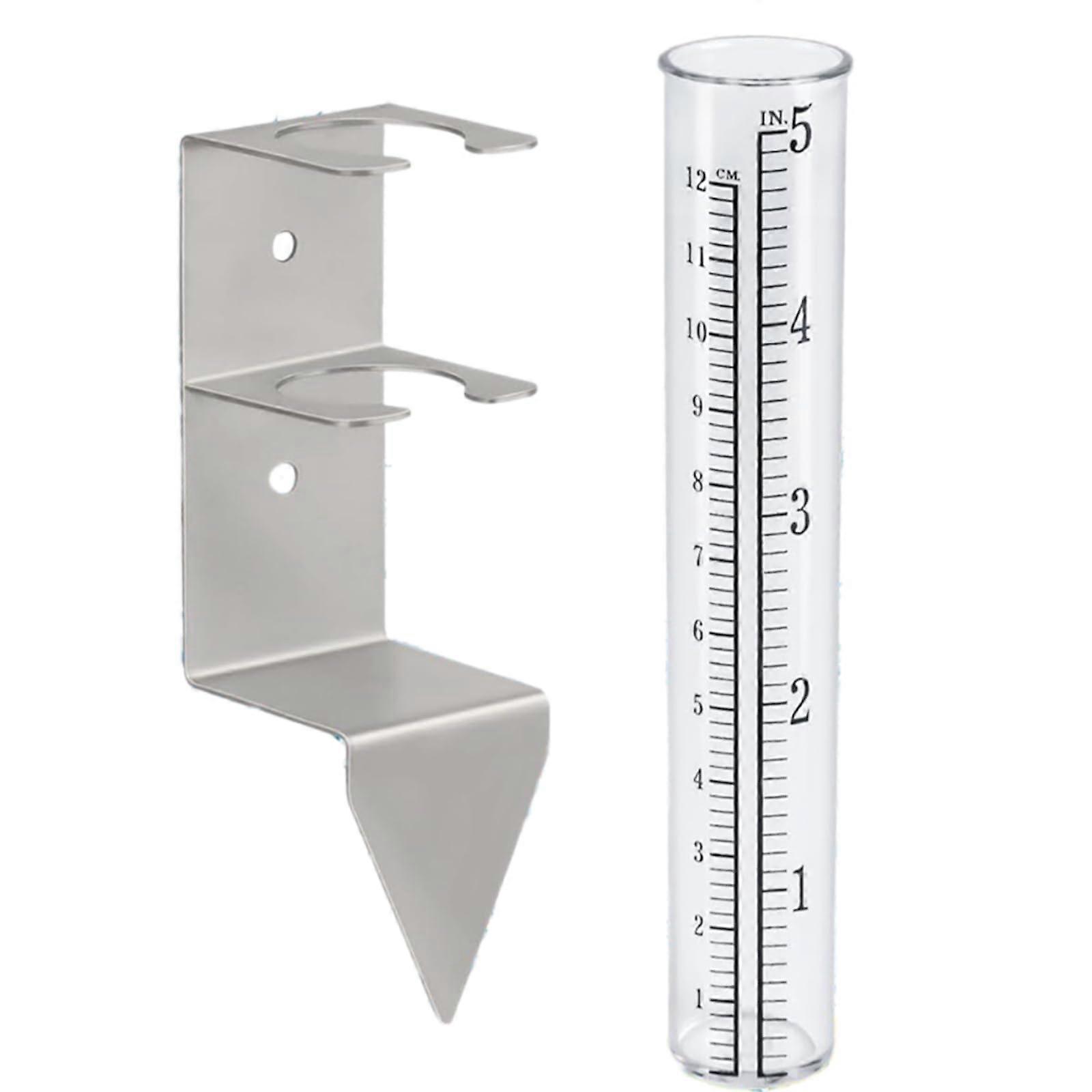 Rain Gauge Replacement Tube with Accurate Double Scale and Weather Resistant Bracket Set