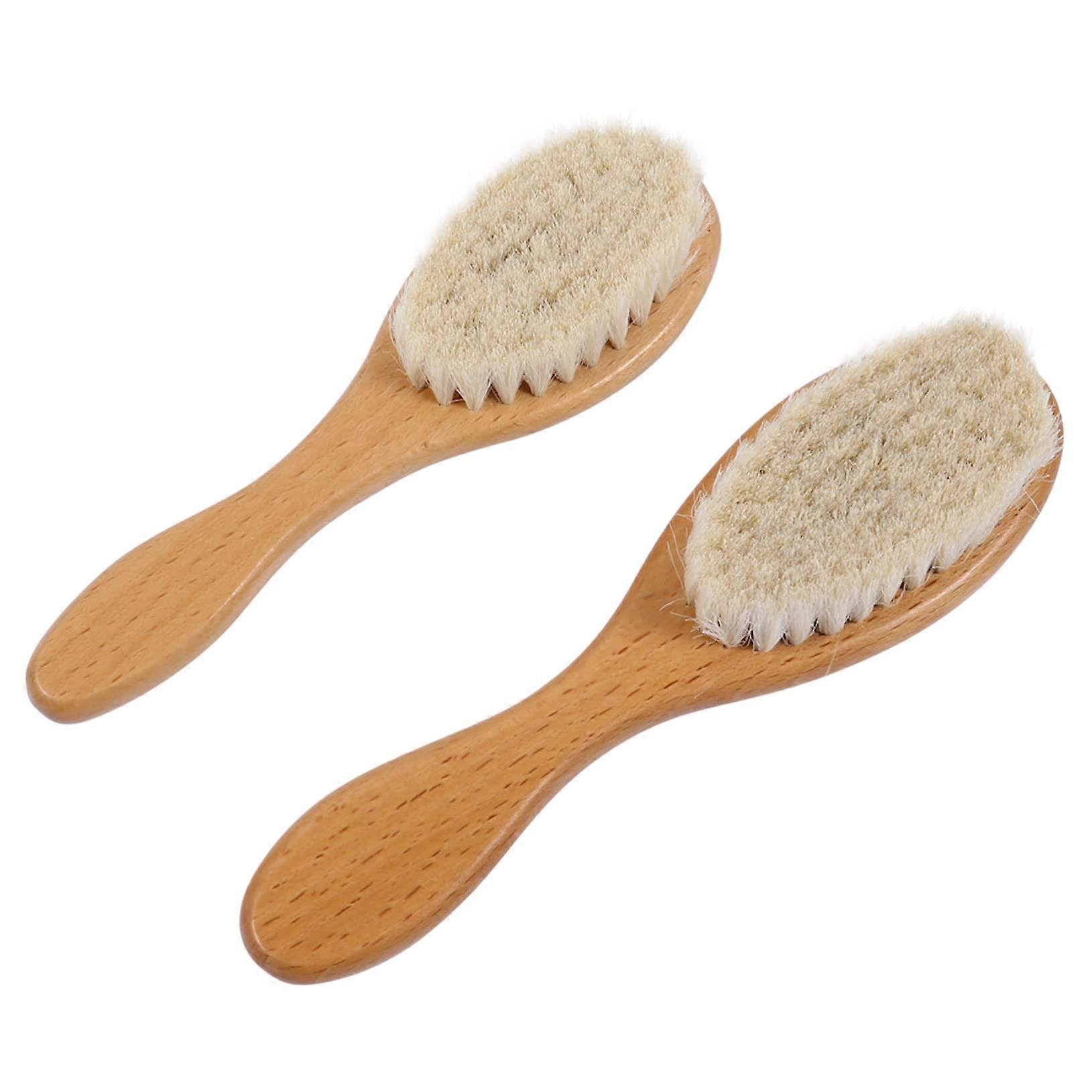Beard Brush Set with Wooden Handle and Gentle Wool Bristles for Precise Beard Styling