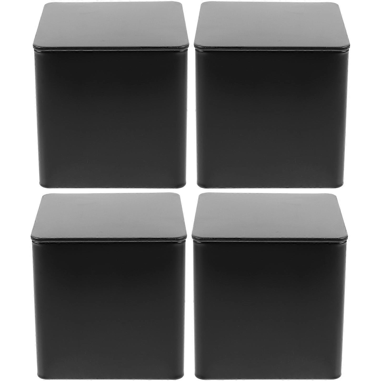 Sugar Coffee Tea Container Set Moisture-Proof Gift Packaging Black 4Pcs