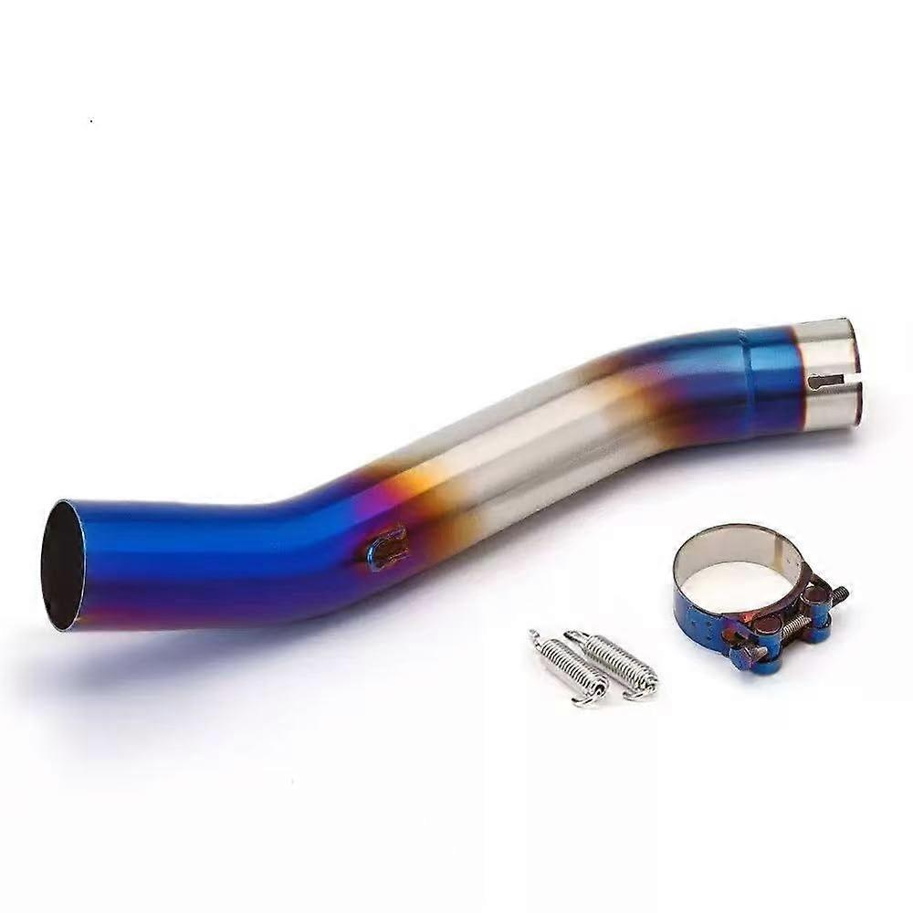 Titanium Motorcycle Exhaust Pipe Blue HeatTreated Finish Enhanced Performance with Install Kit