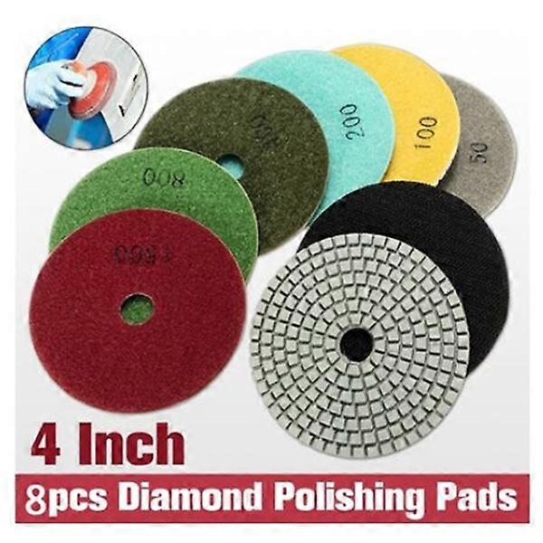Wet Diamond Polishing Pad with Buffer for Granite Use 8Pcs Set
