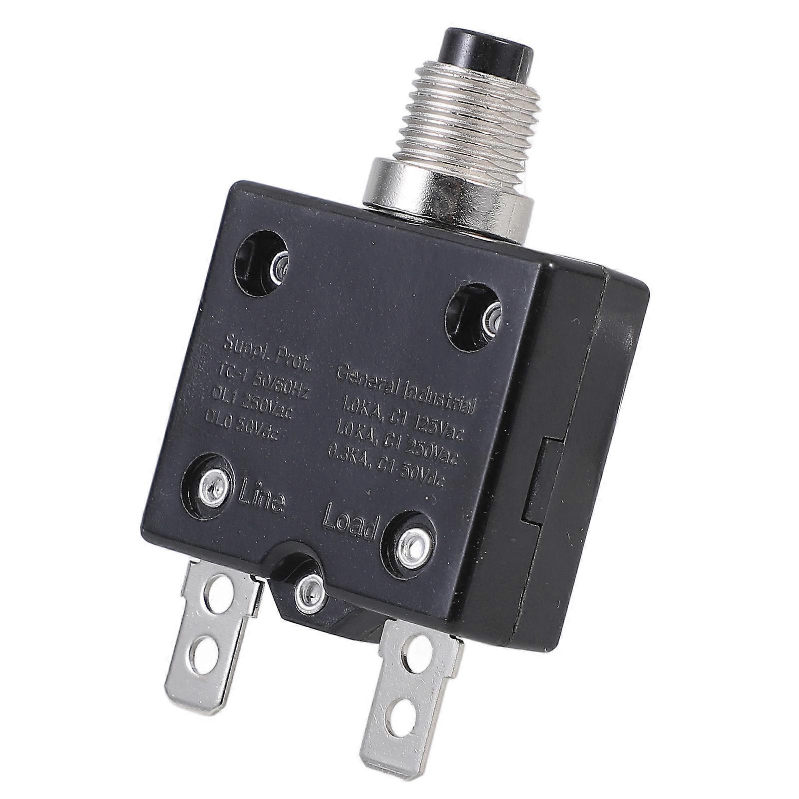 Push Button Circuit Breaker Manual Reset Overload Protector 5Pcs Black