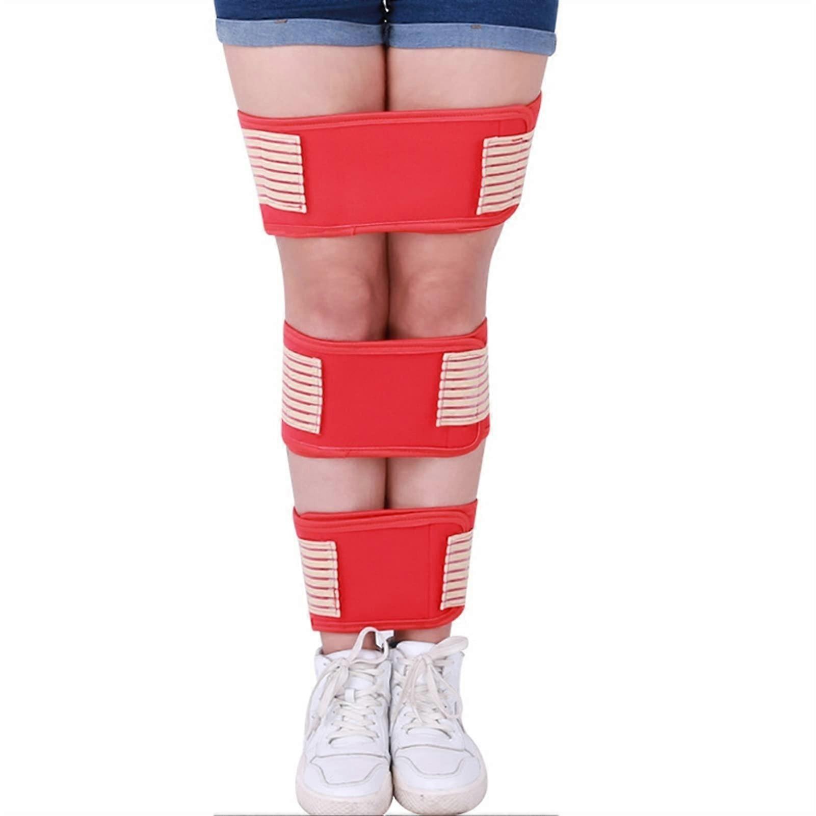 Leg Corrector Set Adjustable Knock Knee Brace for Bow Legs O/X Leg Alignment Red M 3Pcs