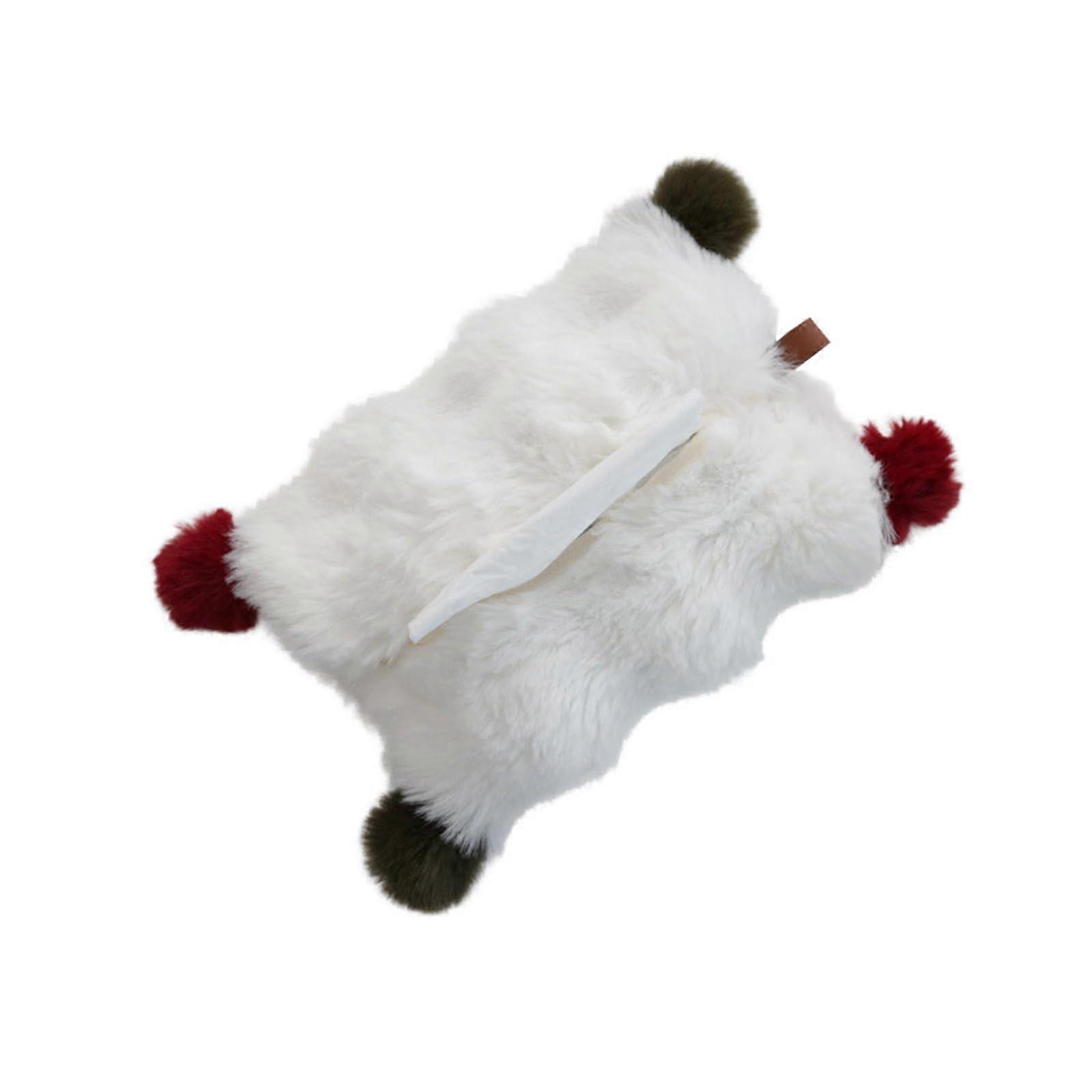 Plush Tissue Holder Soft Polyester Tissue Box Cover with Handle for Home Decor White