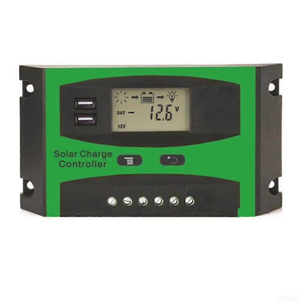 30A MPPT Solar Charge Controller 12V 24V with Dual USB Fast Charging LCD for Off Grid System