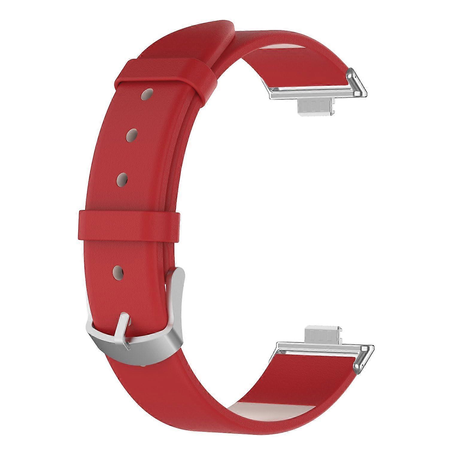 Leather Strap Adjustable  Replacement Band Red Wristband for Huawei Watch Fit 3